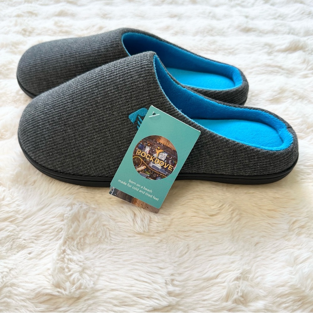 RockDoveMen's Gray Memory Foam Slippers